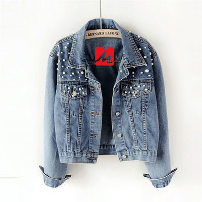 Zufällige Jacke Stickerei-Denim-Jacken-Damen-Blouse Mandarin Collar