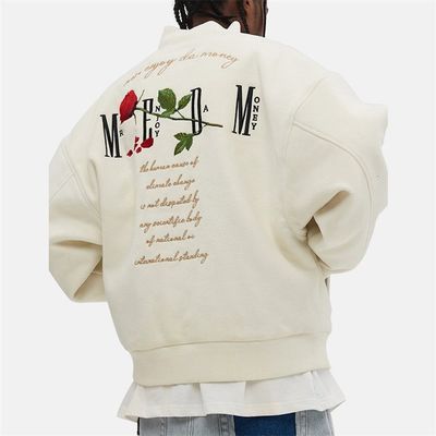 Soems kundenspezifische Wolle Rose Fleece Letter Bomber Jacket des Stickerei-Uni-Jacken-Winter-100%