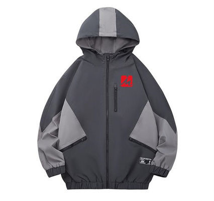 Lose gewöhnliche Stellen-Jugend-mit Kapuze Grey Jacket Waterproof Windbreaker For-Männer