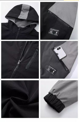 Lose gewöhnliche Stellen-Jugend-mit Kapuze Grey Jacket Waterproof Windbreaker For-Männer