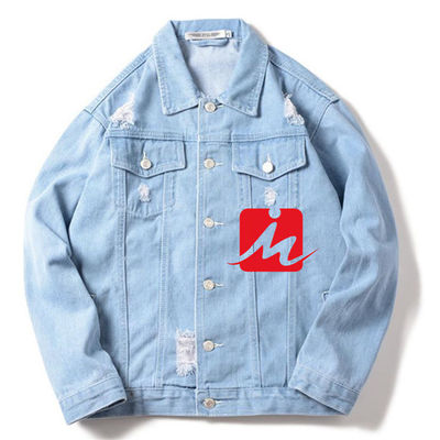 Zufällige Reitenjacke Polyester-Baumwollstickerei-Denim-Jacken Streetwear