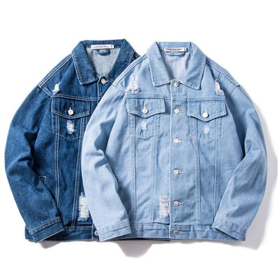 Zufällige Reitenjacke Polyester-Baumwollstickerei-Denim-Jacken Streetwear