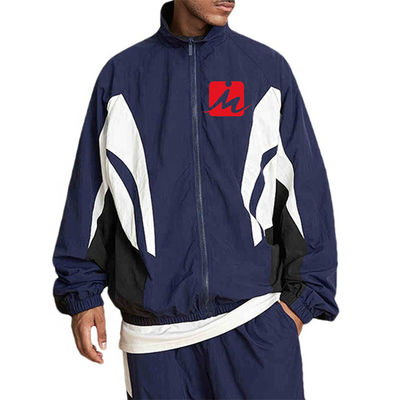 Männer imprägniern Windjacke-Jacken, die Polyester oben Colorblock-Bahn-Jacke Reißverschluss zumachen