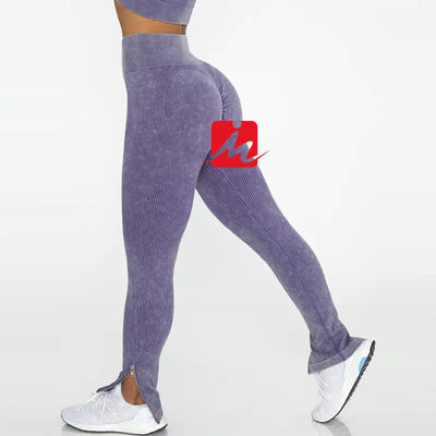Damen 5-teiliger Sport-BH und Leggings, nahtlos, gerippt, Fitness-Sets, Sportbekleidung